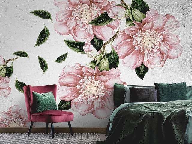 Fototapeta Różowe Kwiaty na Białym Tle