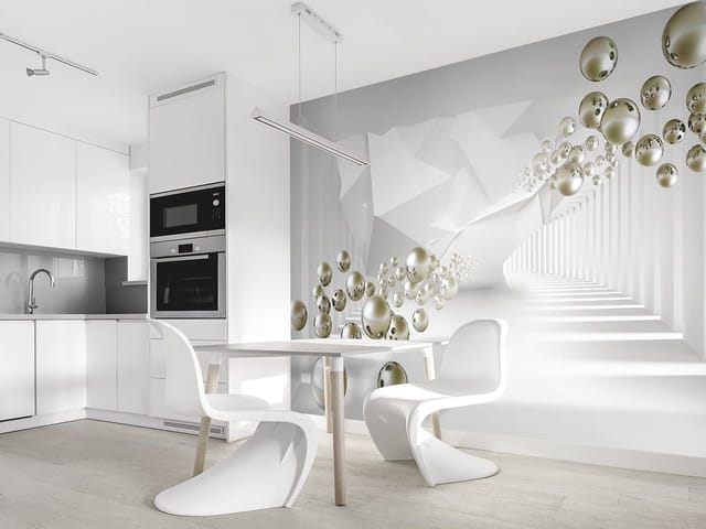 Fototapeta Srebrne kule w futurystycznym tunelu