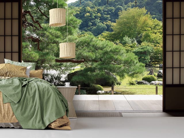 Fototapeta Widok na ogród przez japońskie okno