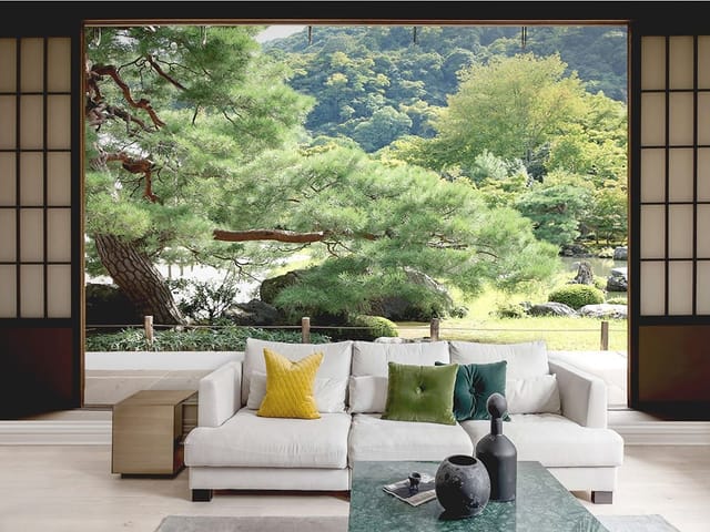 Fototapeta Widok na ogród przez japońskie okno