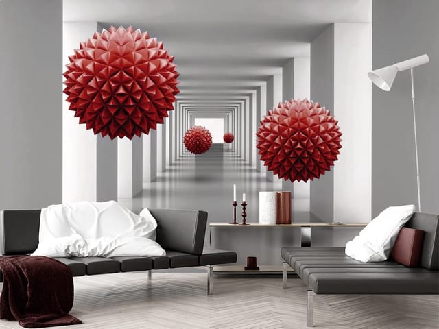 Fototapeta Czerwone kule w białym tunelu