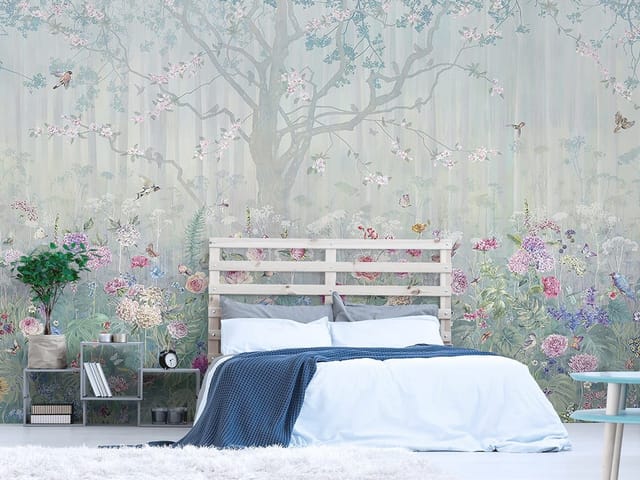 Fototapeta Kwitnące drzewo z pastelowym tłem