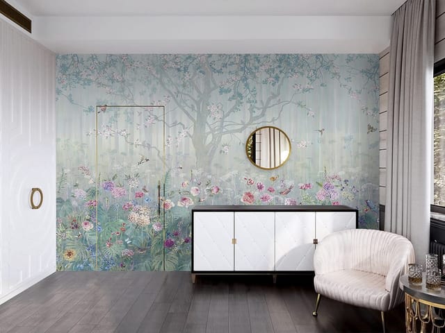 Fototapeta Kwitnące drzewo z pastelowym tłem