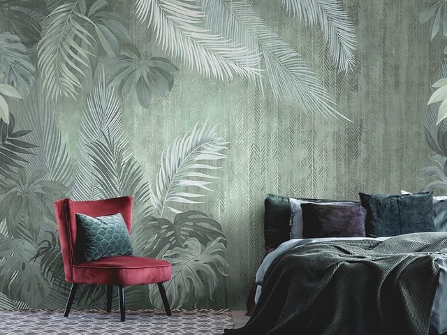 Fototapeta Tropikalne Liście na Delikatnym Tle