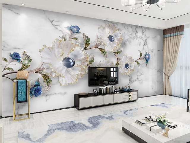 Fototapeta Dekoracyjne Kwiaty z Perłami