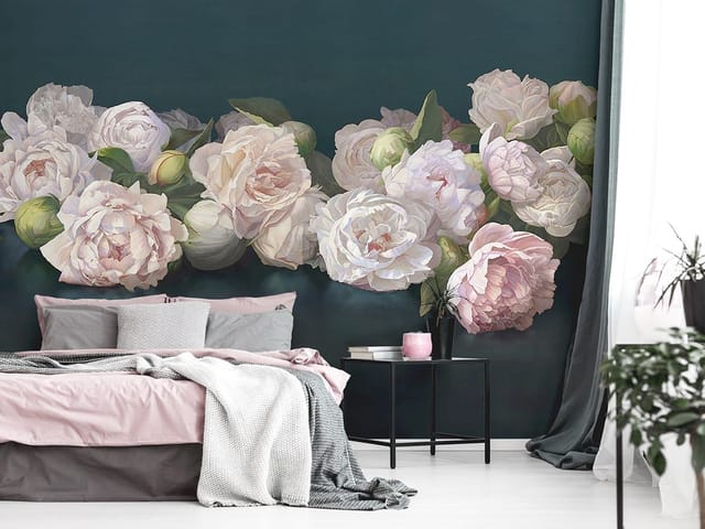 Fototapeta Bukiet piwonii na ciemnym tle