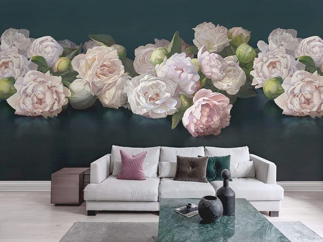 Fototapeta Bukiet piwonii na ciemnym tle