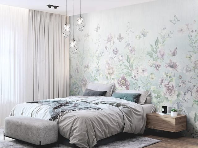 Fototapeta z kwiatami polnymi w pastelowych odcieniach na jasnym tle