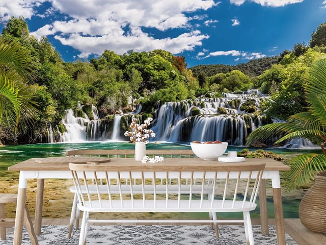 Fototapeta Wodospad wśród zieleni (kod: 23725) Fototapeta Wodospad wśród zieleni