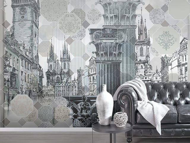 Fototapeta z kolumnami i zabytkowymi budynkami w tle