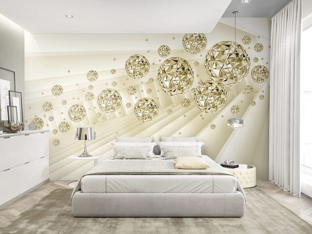 Fototapeta Geometryczne złote kule w tunelu