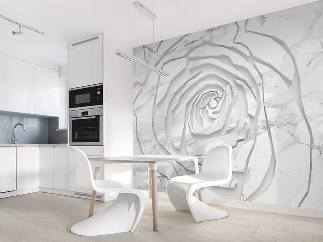 Fototapeta Abstrakcyjny Marmur z 3D Kwiatami