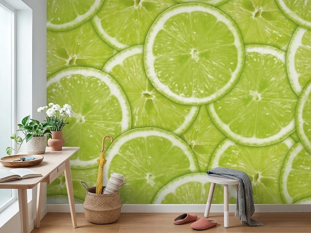 Fototapeta Warzywa i Owoce – plasterki zielonej limonki