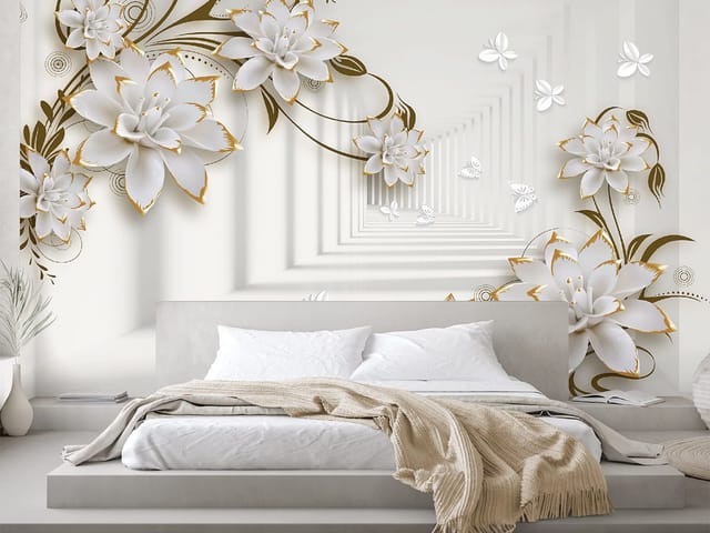 Fototapeta Białe kwiaty w złotym tunelu