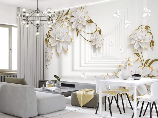 Fototapeta Białe kwiaty w złotym tunelu (kod: 23834) Fototapeta Białe kwiaty w złotym tunelu