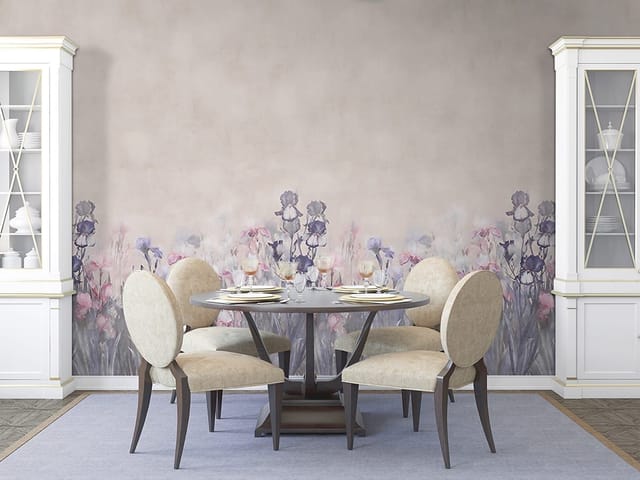 Fototapeta z pastelowymi kwiatami polnymi na beżowym tle