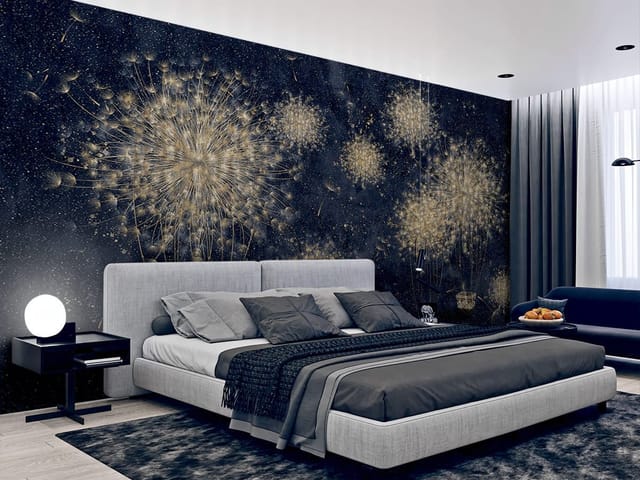 Fototapeta z dmuchawcami i koszami balonowymi na ciemnym tle