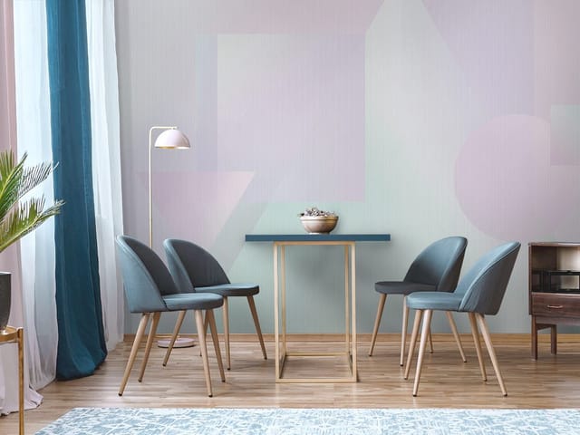 Fototapeta z geometrycznymi kształtami w pastelowych odcieniach różu i błękitu