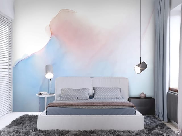 Fototapeta z abstrakcyjnymi plamami kolorów w odcieniach niebieskiego i różowego