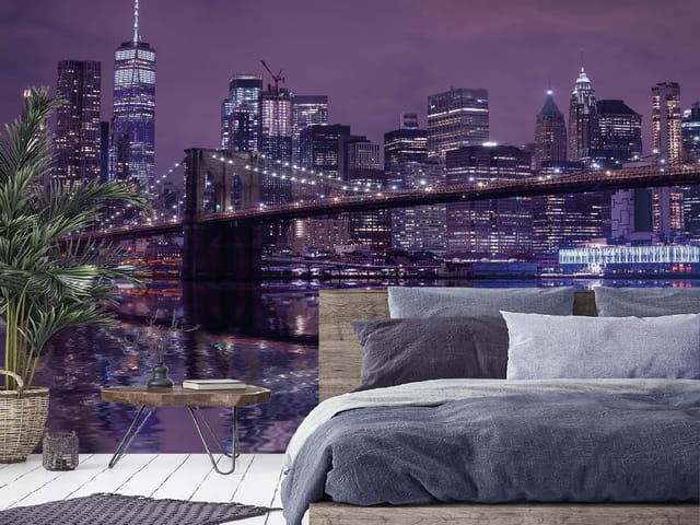 Fototapeta Nocny most z wieżowcami