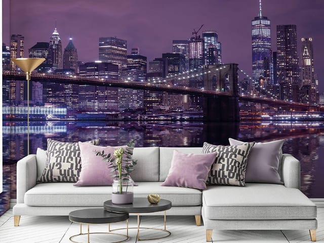 Fototapeta Nocny most z wieżowcami