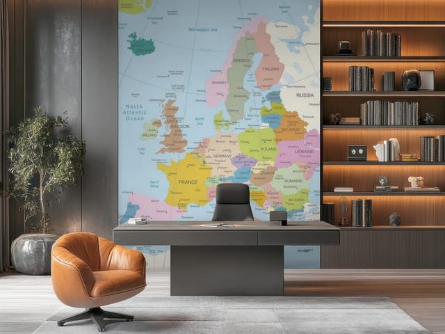 Fototapeta Mapa polityczna Europy na ścianę (mpn: FT-2442) Fototapeta polityczne mapy – mapa polityczna Europy z nazwami krajów