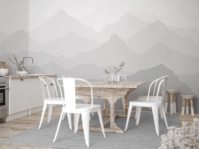 Fototapeta Warstwowe Sylwetki Gór w Szarościach