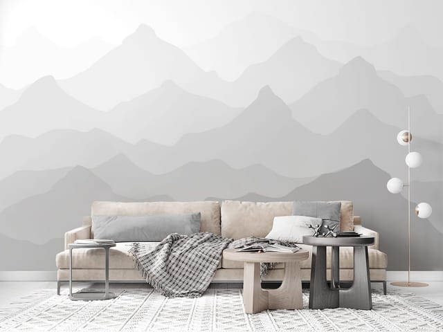 Fototapeta Warstwowe Sylwetki Gór w Szarościach