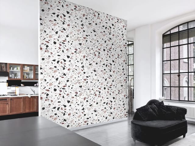 Fototapeta z wzorem terazzo – kolorowe kawałki na białym tle