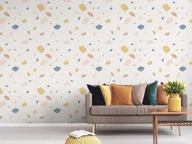 Fototapeta z kolorowymi abstrakcyjnymi kształtami na białym tle