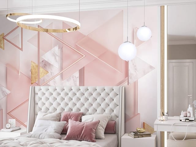 Fototapeta z geometrycznymi trójkątami w pastelowych kolorach