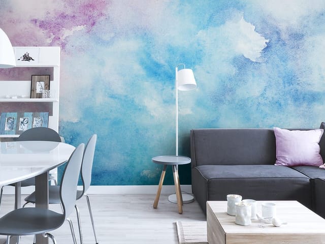 Fototapeta z abstrakcyjnymi plamami w odcieniach niebieskiego