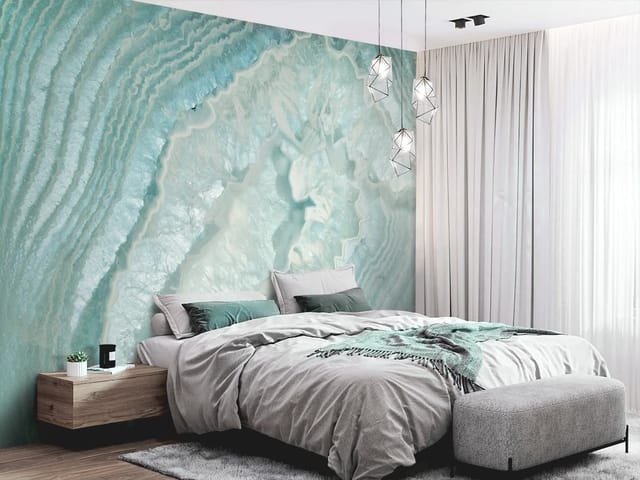 Fototapeta z marmurową strukturą i błękitnymi pasmami