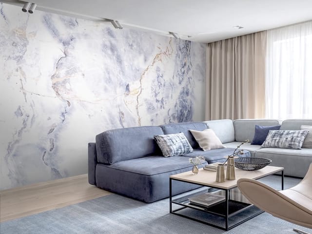 Fototapeta z teksturą marmuru i wyraźnymi białymi oraz szarymi żyłkami.