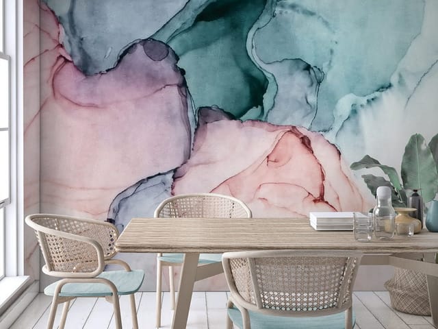 Fototapeta z abstrakcyjnymi kolorowymi plamami i rozmytymi kształtami