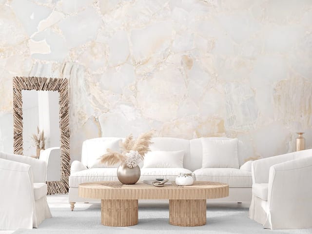 Fototapeta z jasnymi kamieniami w odcieniach bieli i beżu