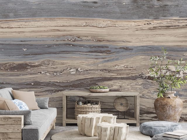 Fototapeta z wzorem kamienia z żyłami w szarościach i beżach