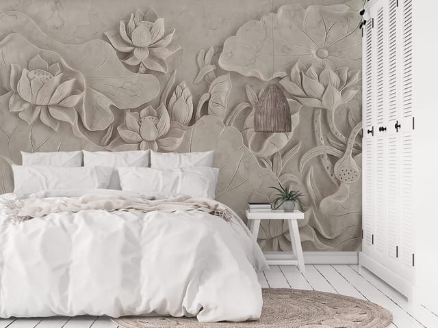 Fototapeta Kwiaty lotosu i liście 3D