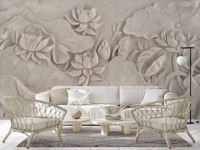 Fototapeta Kwiaty lotosu i liście 3D