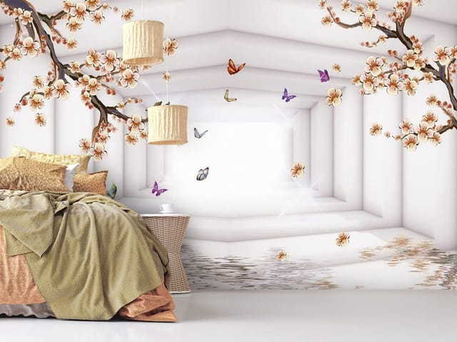 Fototapeta 3D tunel z kwiatami wiśni