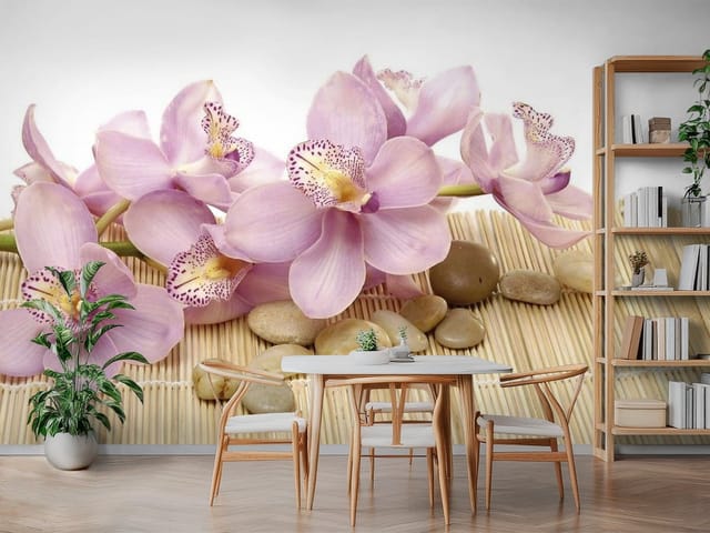 Fototapeta Fioletowe orchidee na macie (mpn: FT-2537) Fototapeta Storczyki – fioletowe orchidee na macie