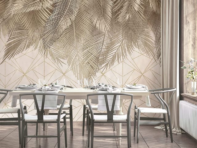 Fototapeta Liście palmowe z geometrycznym wzorem (kod: 25458) Fototapeta Liście palmowe z geometrycznym wzorem