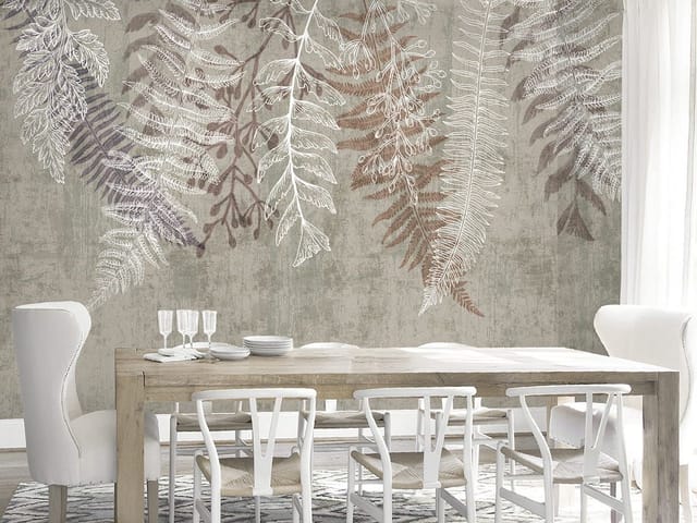 Fototapeta Liście paproci na szarym tle