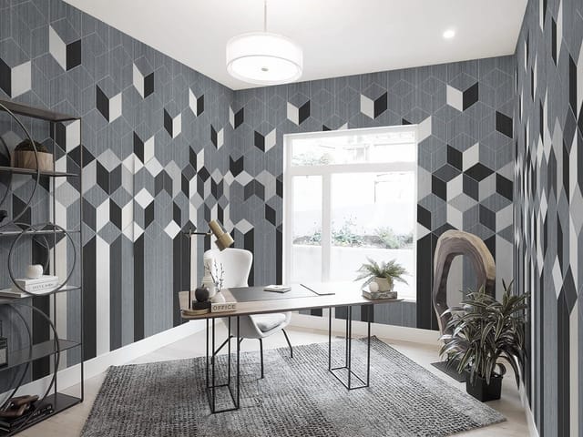 Fototapeta z trójwymiarowymi sześcianami w odcieniach szarości