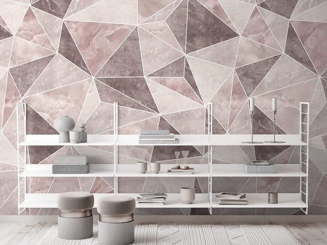 Fototapeta z geometrycznym wzorem z trójkątów w odcieniach szarości