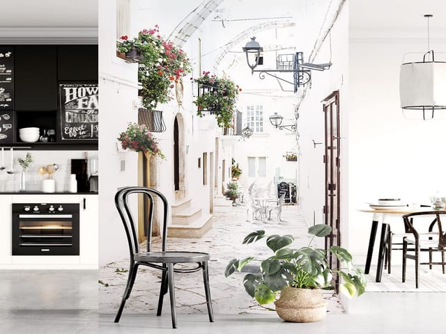 Fototapeta Uliczka z białymi budynkami