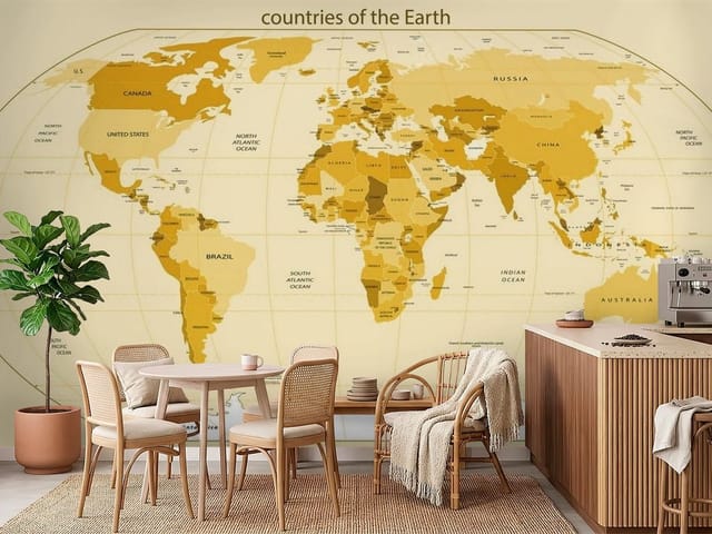 Fototapeta Mapa świata z krajami i oceanami (mpn: FT-2620) Fototapeta Polityczne mapy – mapa świata z krajami