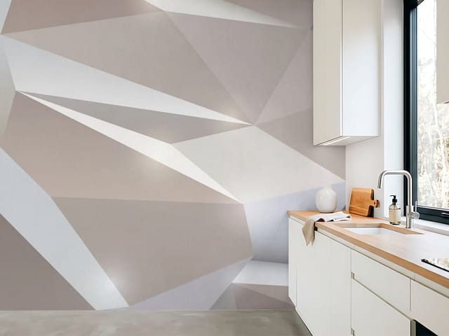 Fototapeta 3D abstrakcja – geometryczne kształty w odcieniach beżu