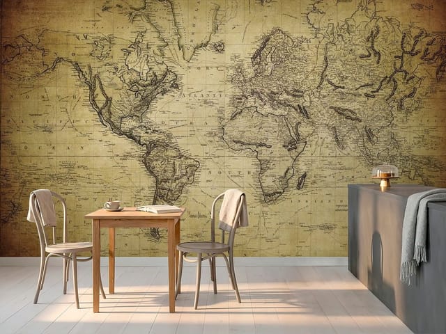Fototapeta Stara mapa świata z kontynentami (mpn: FT-3209) Fototapeta Stare mapy – stara mapa świata z kontynentami