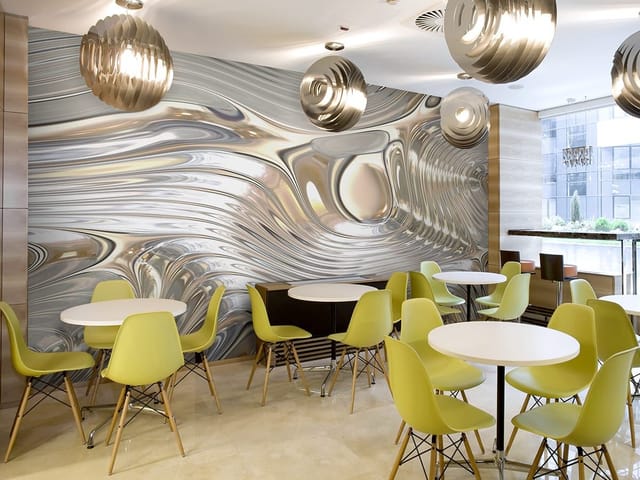 Fototapeta z abstrakcyjnymi falami i liniami o metalicznym wyglądzie